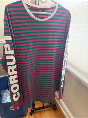 ASOS Pink & Teal Striped Long Sleeve Tee corrupt society
